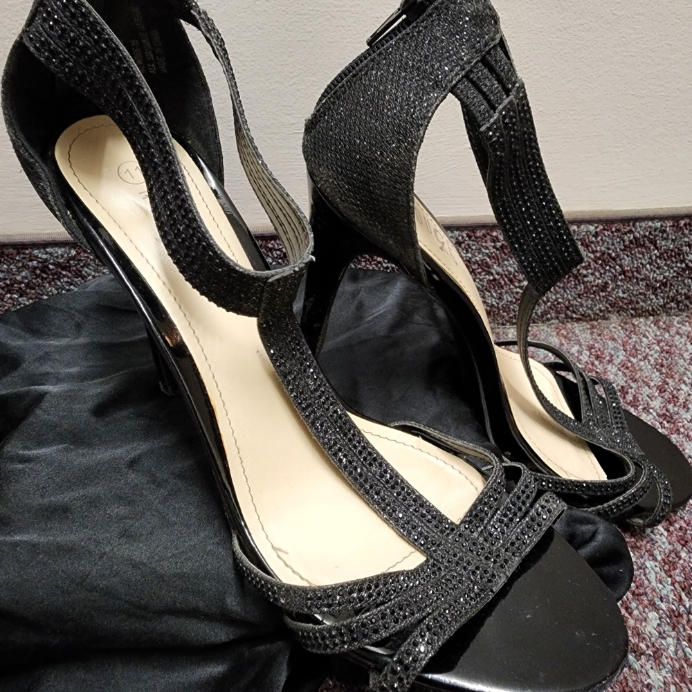 5 inch strappy heels with rhinestones - Picture 3 of 5